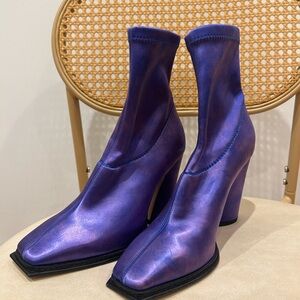 Jimmy Choo Mica 100 Ankle Sock Boots Purple Mixed